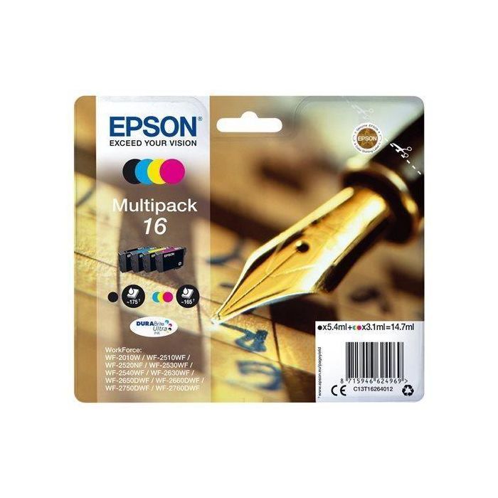 Ink-Jet Epson 16 Multipack Workforce Wf-2010 W Wf-2510 Wf Wf-2520Nf Wf-2530 Wf Wf-2540 Wf Negro Amarillo Cian Y Magenta 1