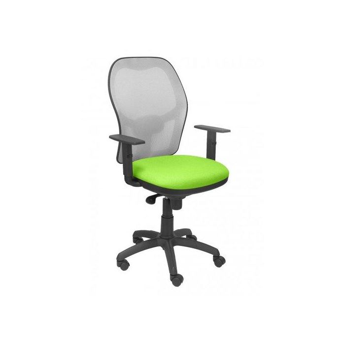 Silla Piqueras Y Crespo Jorquera Brazos Regulables Mecanismo Sincro Con Regulador De Tension Respaldo De Malla Gris Y Asiento Tapizado Bali Verde Pistacho
