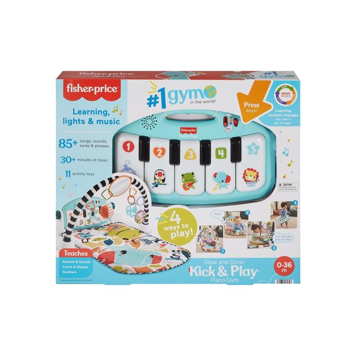 Alfombra manta actividades fisher-price kick & play con piano, luces y sonidos 1