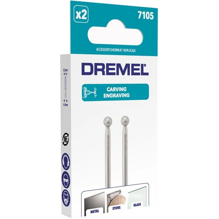 Dremel Lote 2 puntas de diamante 4,4 mm 7105 para grabado y acabado en materiales duros 1