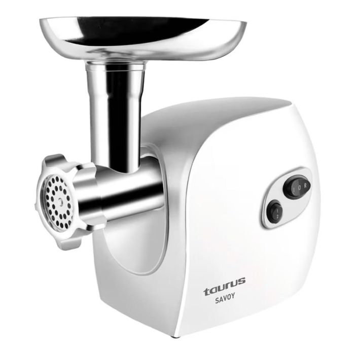 Taurus Picadora Savoy 450W con 3 Cuchillas, Accesorio Kebbe y Embutidor, Función Reverse, Bandeja y Tubo de Metal