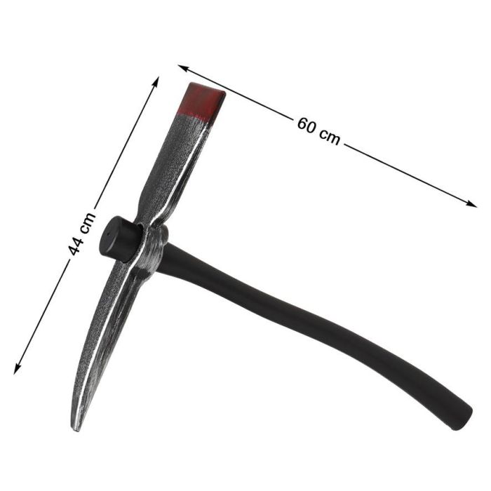Pico Con Mango Negro Y Cabeza Metálica 60x44 cm Para Disfraz Minero O Zombie