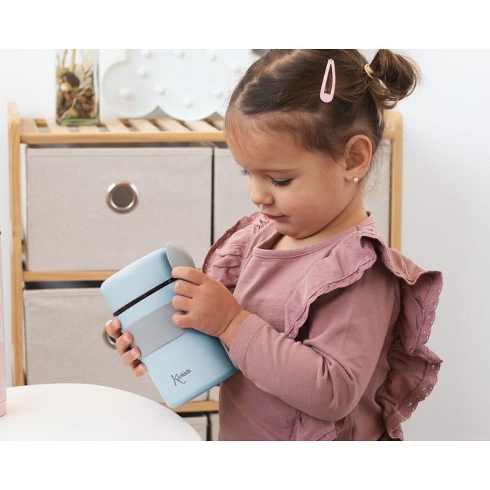 KioKids Termo Papillero De Acero Inoxidable 500 mL Con Cuchara Azul 2
