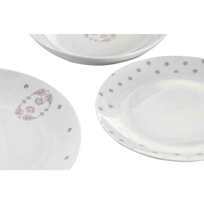 DKD Home Decor Vajilla completa de Porcelana estilo Scandi en Rosa y Blanco, Set de 18 Piezas, Apta para Microondas y Lavavajillas 2