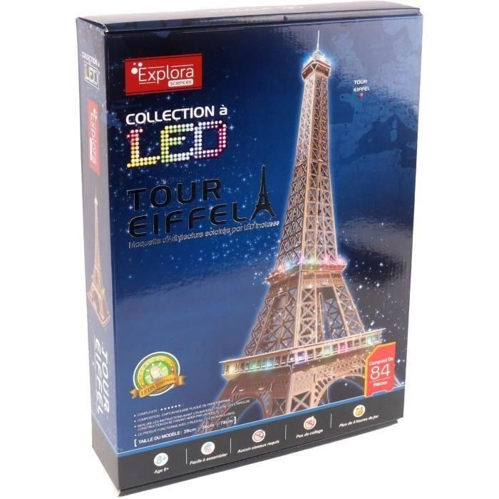 Explora AAALY36025 Rompecabezas 3D iluminado Torre Eiffel, Juego de construcción de 84 piezas, para 8 años en adelante 4