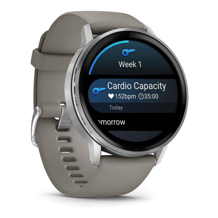 Garmin Venu 4 Reloj Inteligente 45mm AMOLED Pantalla Táctil GPS Negro/Plata/Gris Silicona Banda Monitor Frecuencia Cardíaca