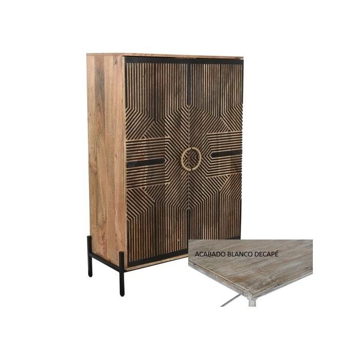 DKD Home Decor Armario Madera de Mango Blanco Acabado Decapé Colección Classy 25 85 cm Ancho x 38 cm Fondo x 134 cm Alto