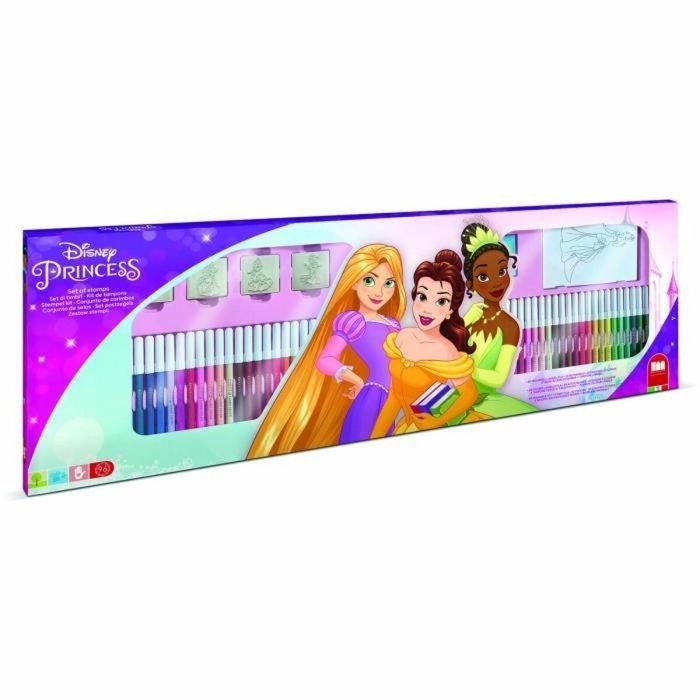 Caja para colorear - MULTIPRINT - 18660 - 60 rotuladores 4 sellos Princesas Disney