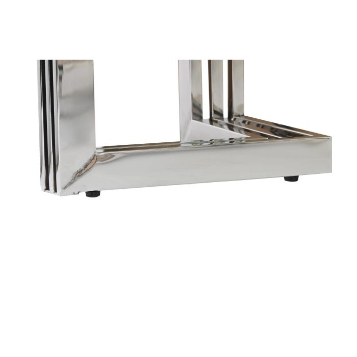 DKD Home Decor Mesa Comedor Moderna Plateado Blanco, Fabricada en Acero y Cristal, 180 cm Ancho, 90 cm Largo, 76 cm Alto 5