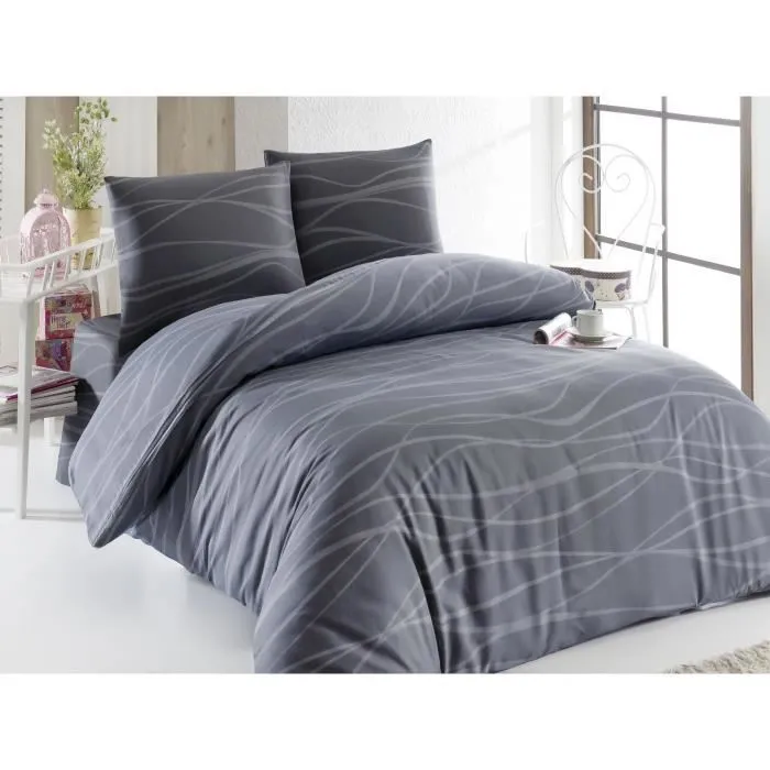Juego de Cama Funda Nórdica 220x240 cm y Fundas Almohada 60x60 cm - 65% Algodón, 35% Poliéster - Gris 0 Juego de Cama Funda Nórdica 220x240 cm y Fundas Almohada 60x60 cm - 65% Algodón, 35% Poliéster - Gris 0