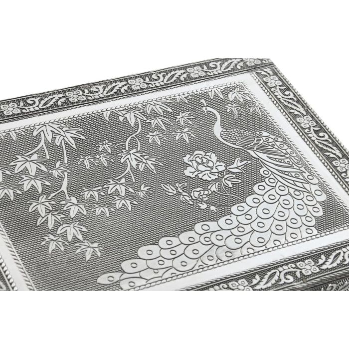 DKD Home Decor Joyero Indio Pavo Real Verde Plateado Madera y Aluminio 17.5 x 7.6 x 22.5 cm 2