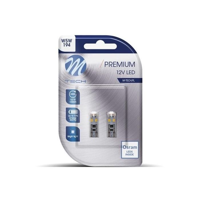 M-Tech LB312W Blister 2X Bombillas LED W5W 8xSMD3528 Canbus Blanco