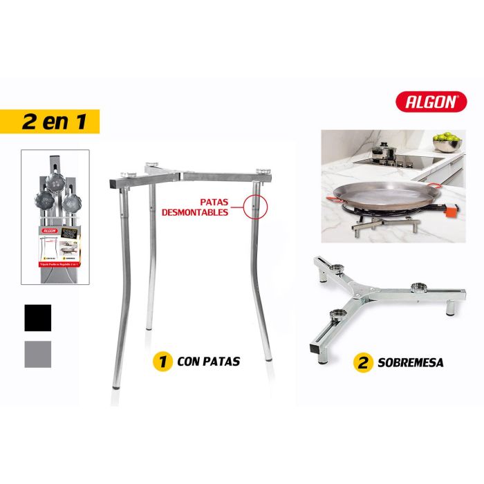 Algon Bbq Trípode 2 en 1 Regulable para Paelleros - 33 cm Ancho x 10.6 cm Alto x 71.5 cm Largo (4 Unidades) 0 Algon Bbq Trípode 2 en 1 Regulable para Paelleros - 33 cm Ancho x 10.6 cm Alto x 71.5 cm Largo (4 Unidades) 0