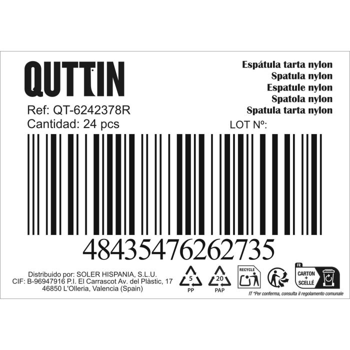 Quttin Espátula para Tarta de Nylon Negra 32 cm x 3.7 cm x 4 cm 1