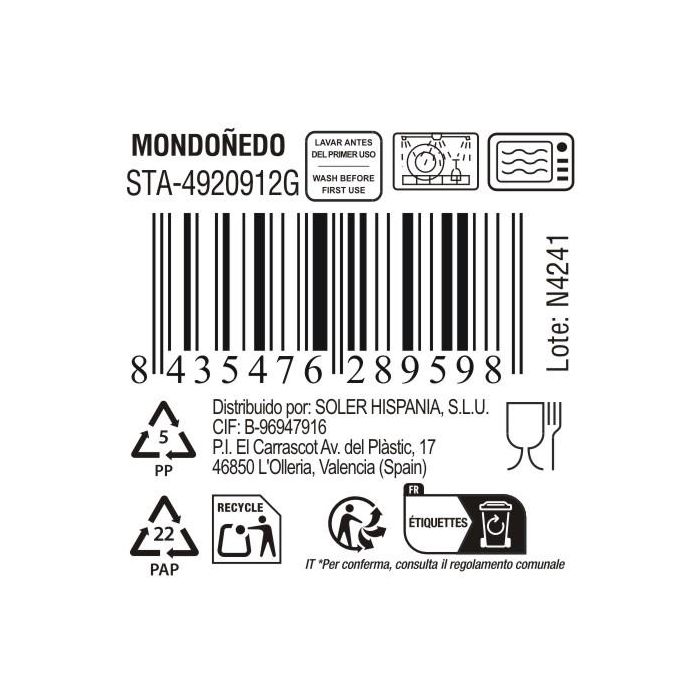 Inde Mug Jumbo, Cerámica 380 cc, Color Mondoñedo Gris, Modelo Santa Clara, 9 cm x 11 cm, Peso 337 g (12 Unidades)