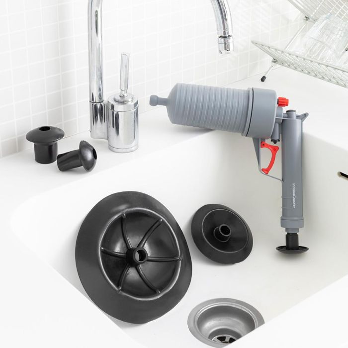 Pistola Desatascadora de Aire Comprimido Universal con Adaptadores KlinGun InnovaGoods 4 Pistola Desatascadora de Aire Comprimido Universal con Adaptadores KlinGun InnovaGoods 4