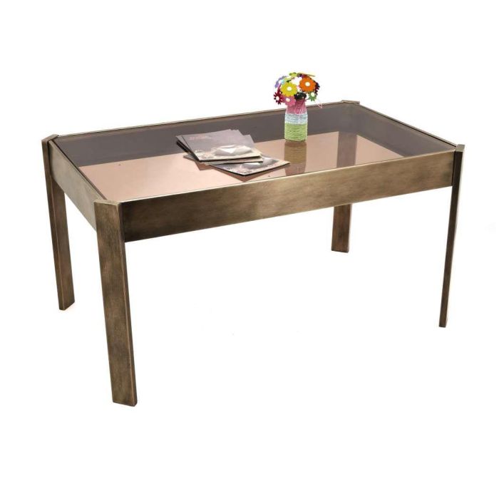 DKD Home Decor Mesa de Centro Moderna Dorada 62 x 53 x 102 cm de Metal y Cristal Desmontable