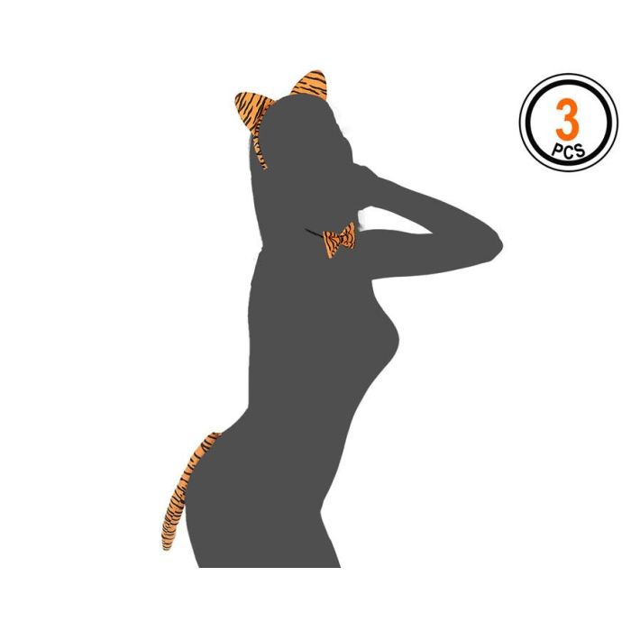 Kit Tigresa Diadema Orejas Pajarita Y Cola para Fiestas y Disfraces 1 Kit Tigresa Diadema Orejas Pajarita Y Cola para Fiestas y Disfraces 1