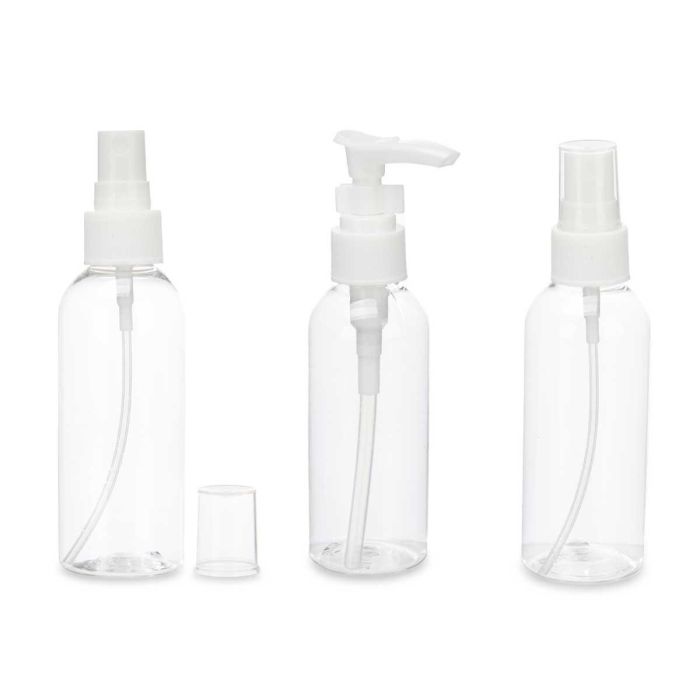 Set de Viaje 3 Botes Tapa Blanca Berilo - 15x21x3 cm, Plástico, Blanco y Transparente (36 Unidades) 1 Set de Viaje 3 Botes Tapa Blanca Berilo - 15x21x3 cm, Plástico, Blanco y Transparente (36 Unidades) 1