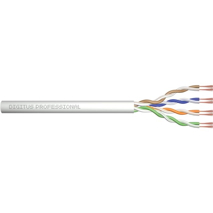 Digitus Cable de Red CAT 5e U/UTP Par Trenzado, 305m, Gris, Instalación PVC, Diámetro 4.6mm