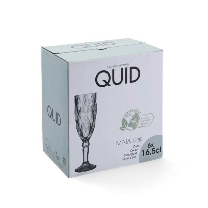 Quid Copa Flauta Maia Vidrio Azul con Relieve 16,5 cL (24 Unidades) 4 Quid Copa Flauta Maia Vidrio Azul con Relieve 16,5 cL (24 Unidades) 4