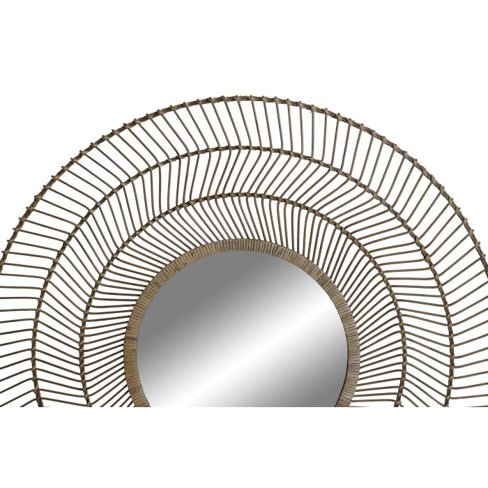 DKD Home Decor Espejo Tropical Bambú Cristal Natural 2.5 x 110 x 110 cm 1