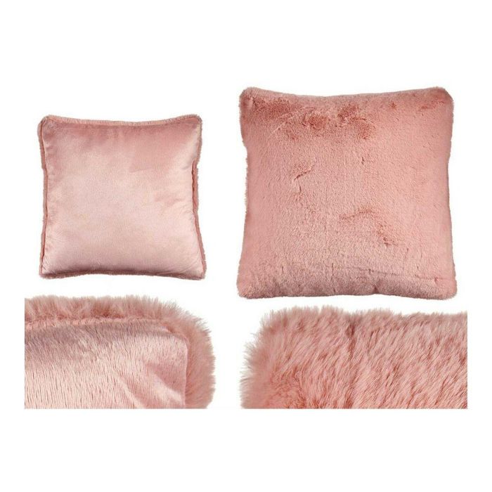 Cojín Con pelo Rosa Piel Sintética (40 x 2 x 40 cm) Cojín Con pelo Rosa Piel Sintética (40 x 2 x 40 cm)