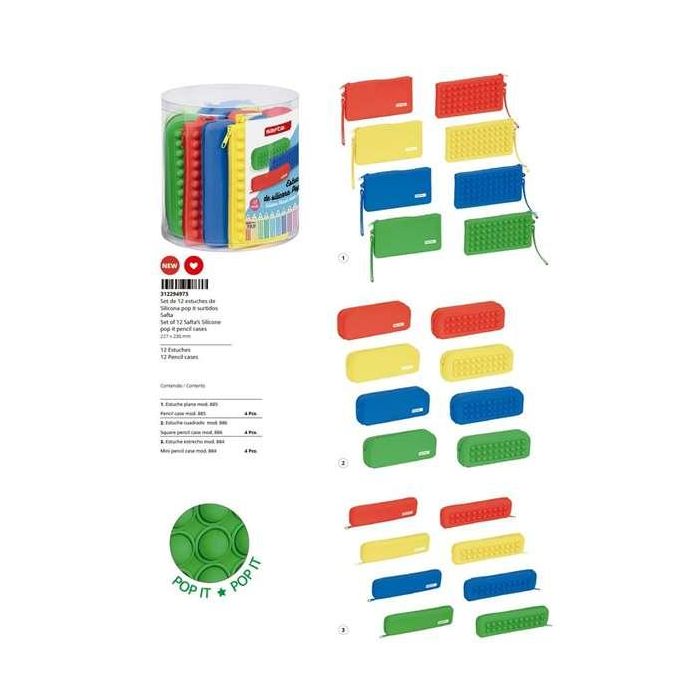 Safta Set 12 Portavasos Silicona Rojo Pop It 22,7x23x22,7cm Modelos Surtidos 1