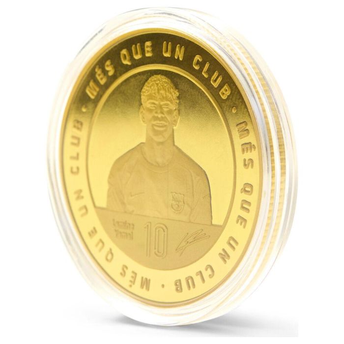 FC Barcelona Moneda Conmemorativa Lamine Yamal Coleccionista Zamak Acabado Dorado Caja Individual