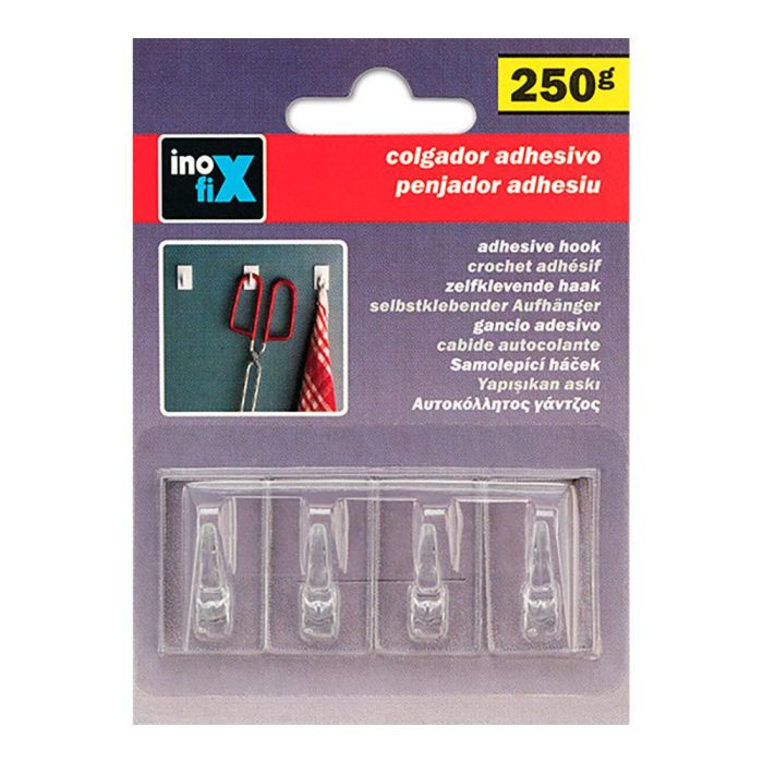 Inofix Colgador adhesivo clásico transparente 2075-0-000 (4 unid.) PVC 1