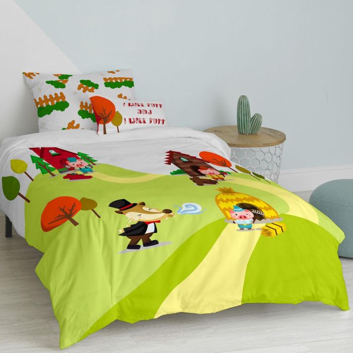 Juego de funda nórdica HappyFriday Mr Fox Piggys Multicolor Cama de 80 2 Piezas 5