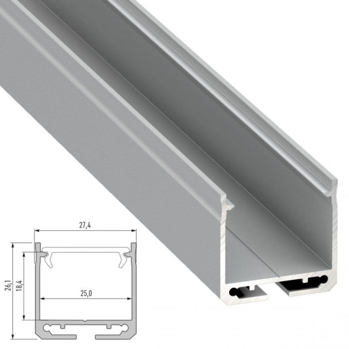 Perfíl Aluminio Tipo DILEDA 2,02M - Anodizado Plata 1 Perfíl Aluminio Tipo DILEDA 2,02M - Anodizado Plata 1