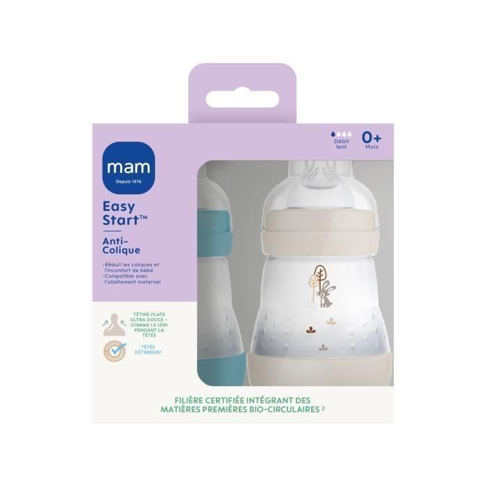 MAM MAM9001616836503 Set de 2 Biberones Easy Start Anticólico 160 ml Flow 1 Tetina Ocean + Sand 4 MAM MAM9001616836503 Set de 2 Biberones Easy Start Anticólico 160 ml Flow 1 Tetina Ocean + Sand 4