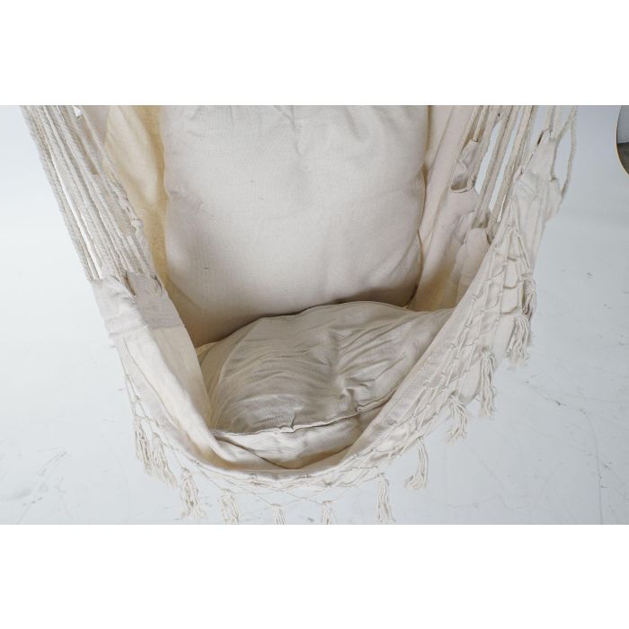 DKD Home Decor Silla Colgante Crudo para Terraza y Jardín, Algodón y Pino, 90x90x135 cm, con Cojín, soporta 100 kg 1 DKD Home Decor Silla Colgante Crudo para Terraza y Jardín, Algodón y Pino, 90x90x135 cm, con Cojín, soporta 100 kg 1