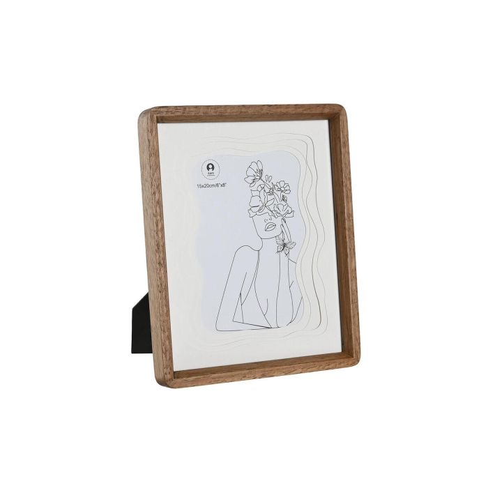 DKD Home Decor Marco de Fotos 15x20 cm Scandi, Madera de Acacia y Cristal, Colores Marrón y Blanco (27x22x2.8 cm)