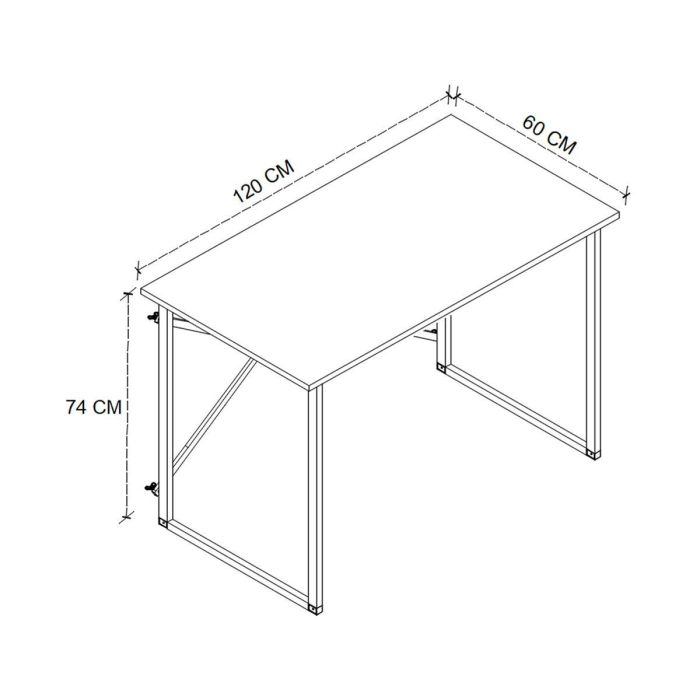 Mesa de Escritorio Alexandra House Living Negro Roble Metal Madera MDP 120 x 75 x 60 cm industrial 1