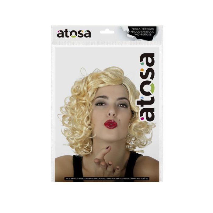 Peluca Corta Rizada Rubia 130 gr para Disfraces Retro o de Época, Carnavales y Fiestas Temáticas 1