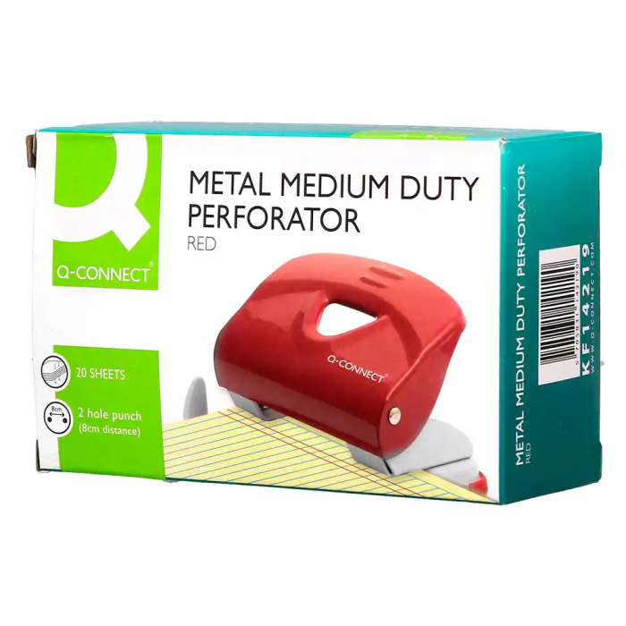Q-connect KF14219 Taladrador Rojo Capacidad 20 Hojas Base Metálica 7