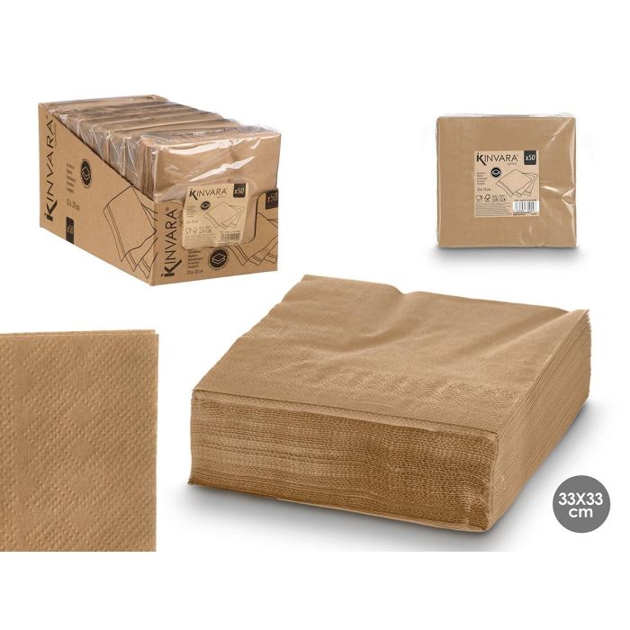 Set 50 Servilletas 33x33 cm Marrón Kinvara - Papel (16 Unidades)