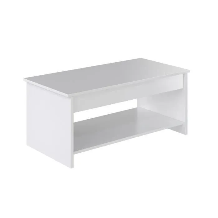 HAPPY Mesa de centro elevable estilo moderno blanco mate L 100 x W 50 cm 1