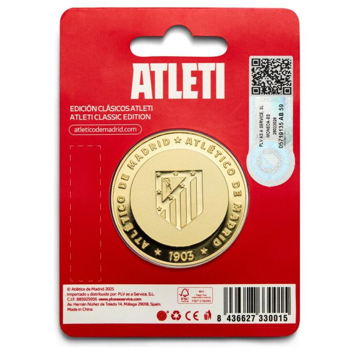 Atletico de Madrid Moneda Estadio Metropolitano Coleccionismo Zinc 4cm Capsula Acrilica Blister Expositivo