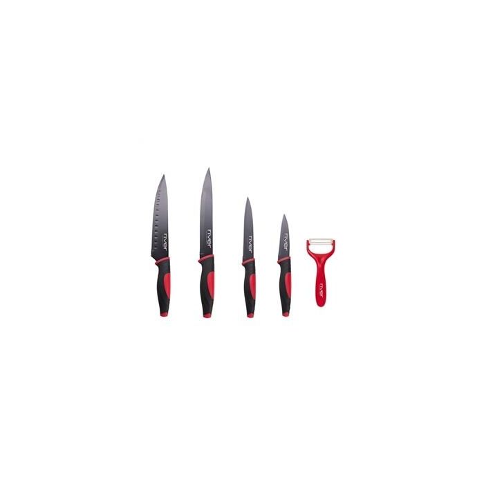 River Set de 5 Cuchillos Multiusos Acero Inoxidable Antiadherente CUC-0501-AN