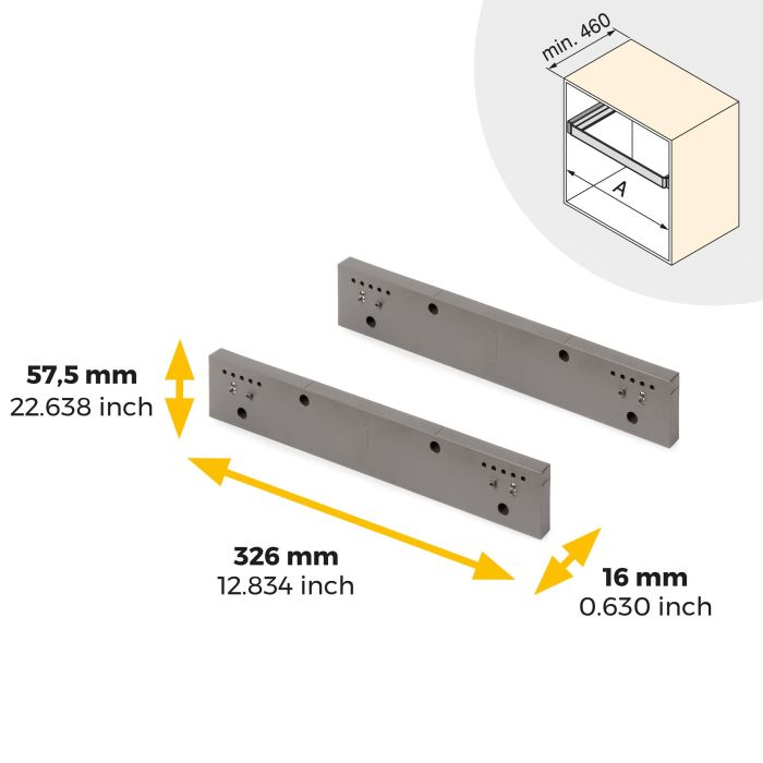 Emuca Juego de 2 distanciadores laterales para bastidor Quartz, Plástico, Titanio, 2 ud 8
