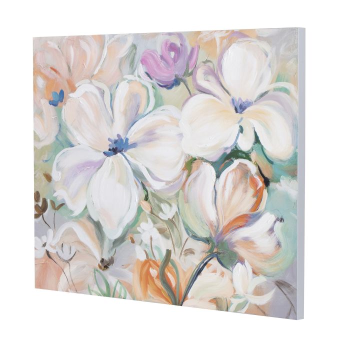 DKD Home Decor Cuadro Shabby Multicolor Flores Lienzo Pino 100x3.7x80 cm (2 Unidades) 2
