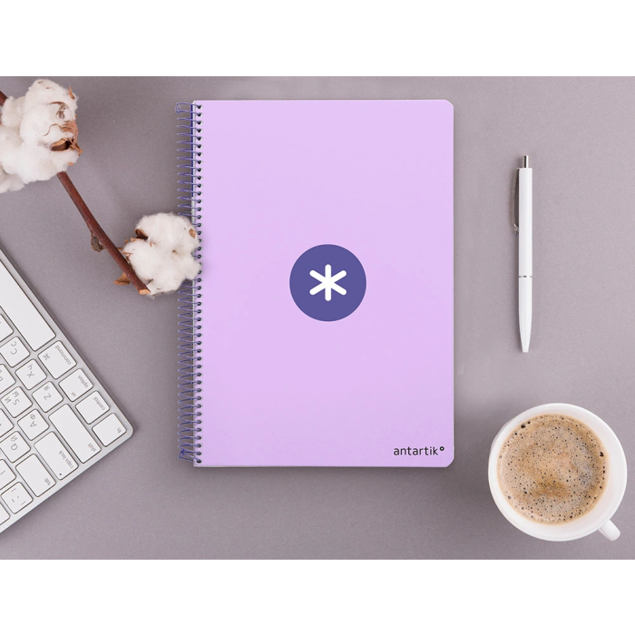 Antartik Cuaderno Espiral A4 Micro Tapa Dura 80h 100 gr Cuadro 5 mm Color Lavanda 7