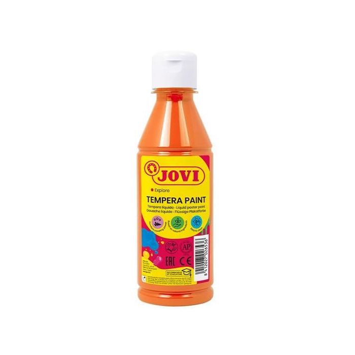 Jovi Témpera Líquida Naranja 250 mL - Ingredientes Naturales, Colores Intensos, Secado Rápido, Sin Gluten