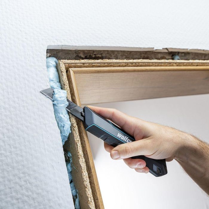 Wolfcraft Cúter Profesional Doble Función 18 mm con Cuchilla Pro Sharp para Diestros y Zurdos