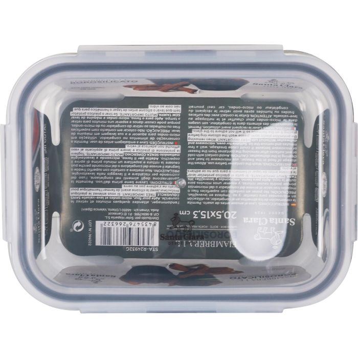 Santa Clara Fiambrera Rectangular con Tapa Hermética 1 litro 20,5 x 15,3 cm (6 Unidades) 3