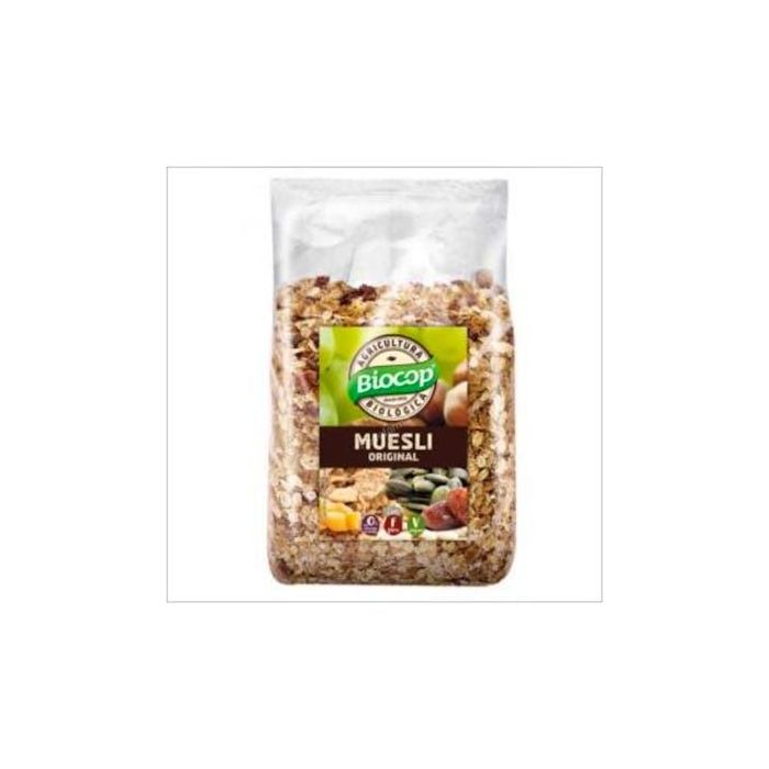 BIOCOP Muesli Original 1Kg. Bio Vegano, mezcla nutritiva de cereales integrales, frutas y frutos secos para desayuno energético