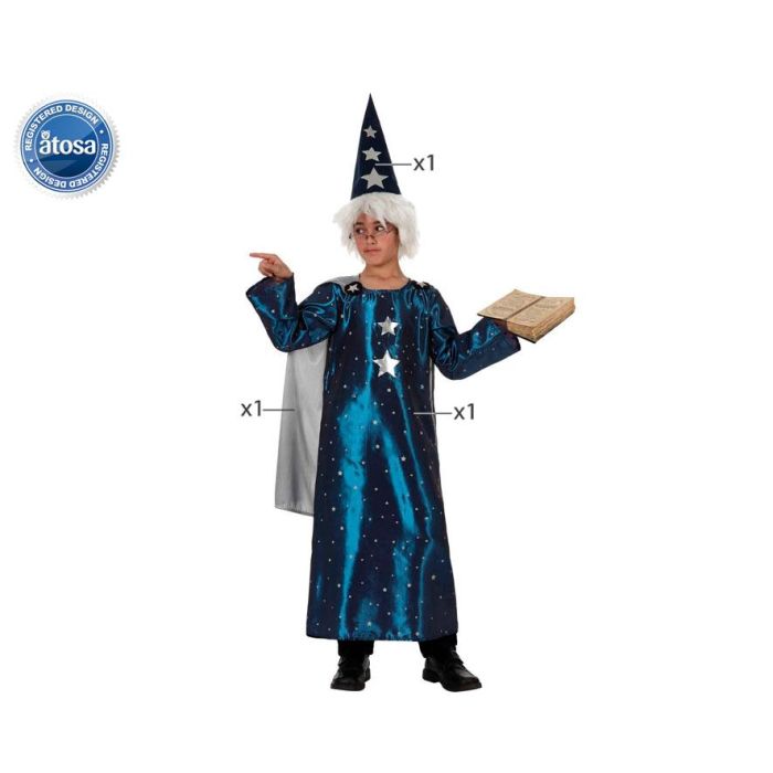 Disfraz Mago Infantil Azul para Niño 5-6 Años. Set de Fantasía con Túnica, Capa y Gorro de Poliéster. Ideal para Carnaval y Fiestas. Disfraz Mago Infantil Azul para Niño 5-6 Años. Set de Fantasía con Túnica, Capa y Gorro de Poliéster. Ideal para Carnaval y Fiestas.